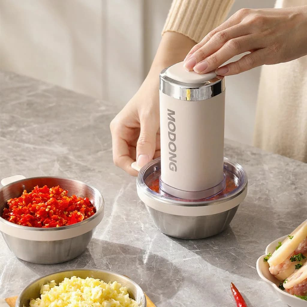 Электрический измельчитель продуктов со стеклянной чашей, 4 ножа, для дома