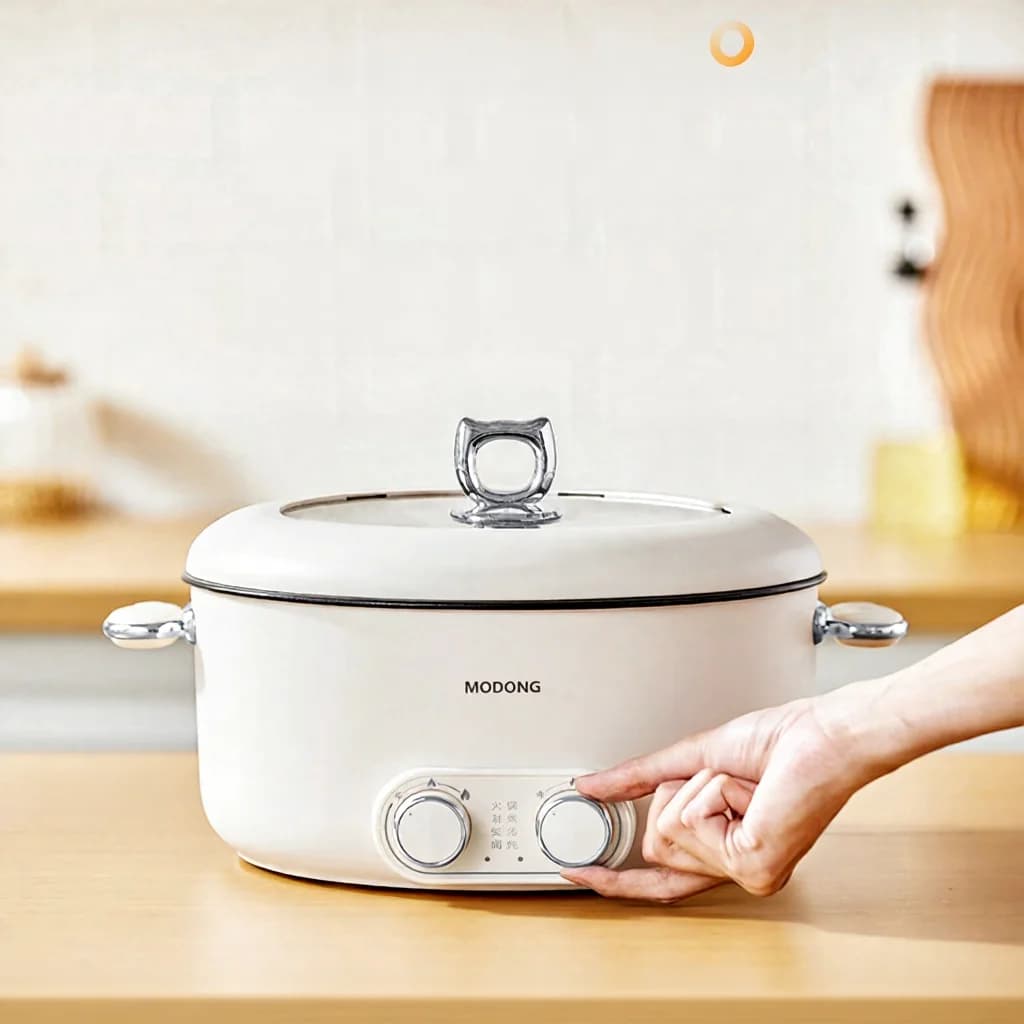 Двухконтурная электрическая горячая кастрюля 6L большой объем с антипригарным покрытием