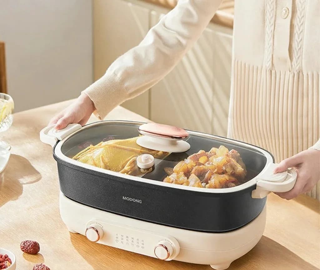 Раздельная электрическая кастрюля 7L с независимым двухзонным контролем температуры