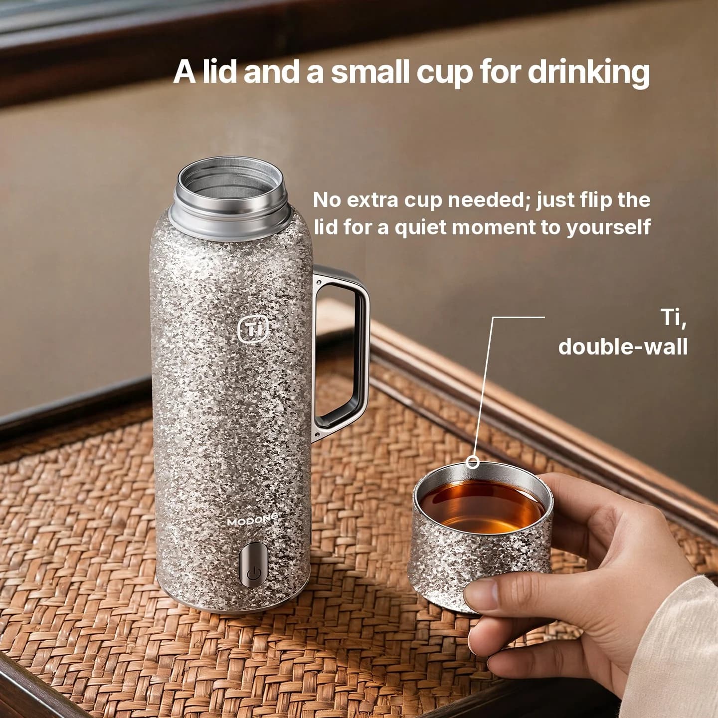 Чашка из чистого титана с термодисплеем, 601-700ml