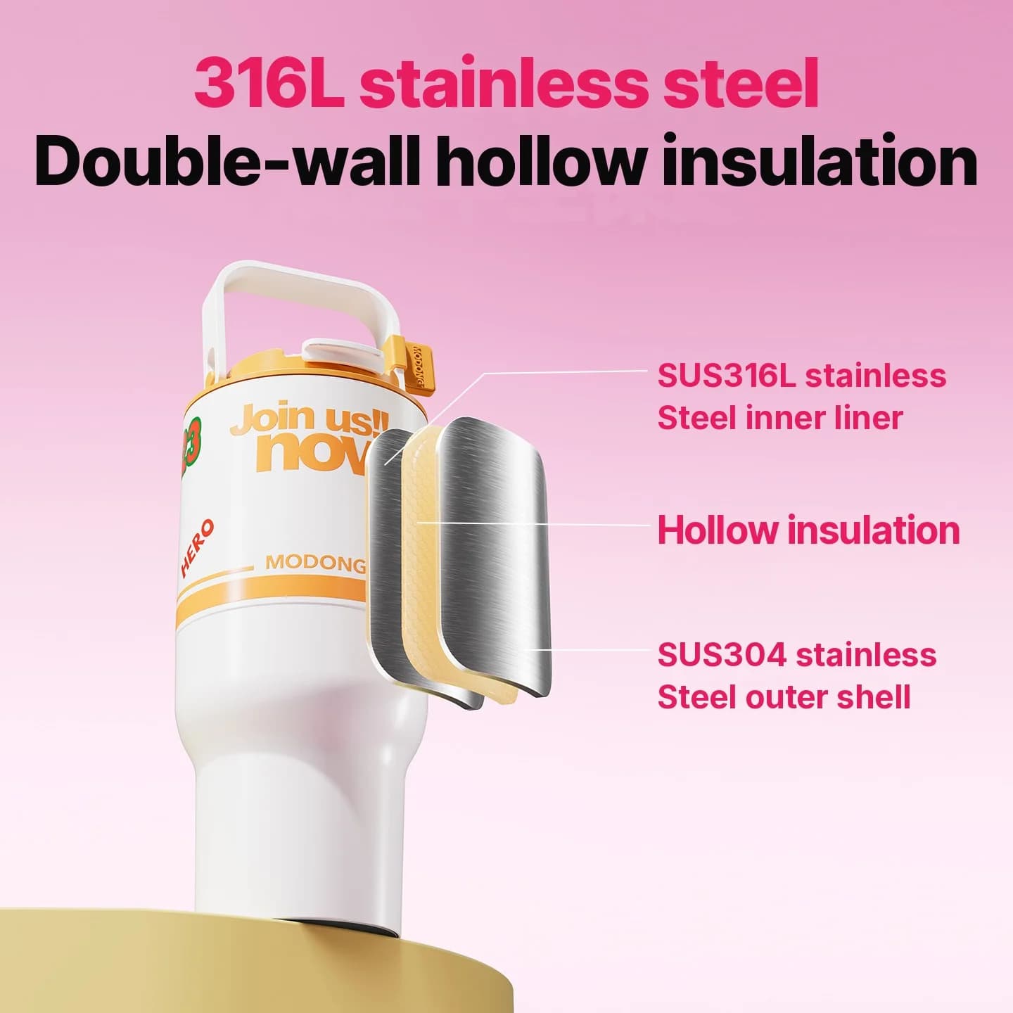 Портативная чашка с электрическим подогревом и перемешиванием 220V 2500W 316 Steel