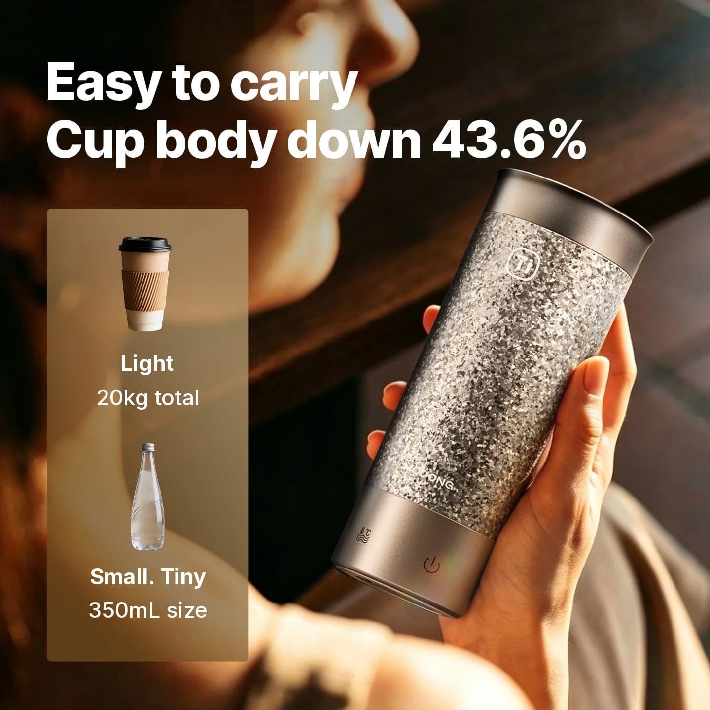 Титановая портативная электрическая чашка с подогревом 350ml, подарочная коробка